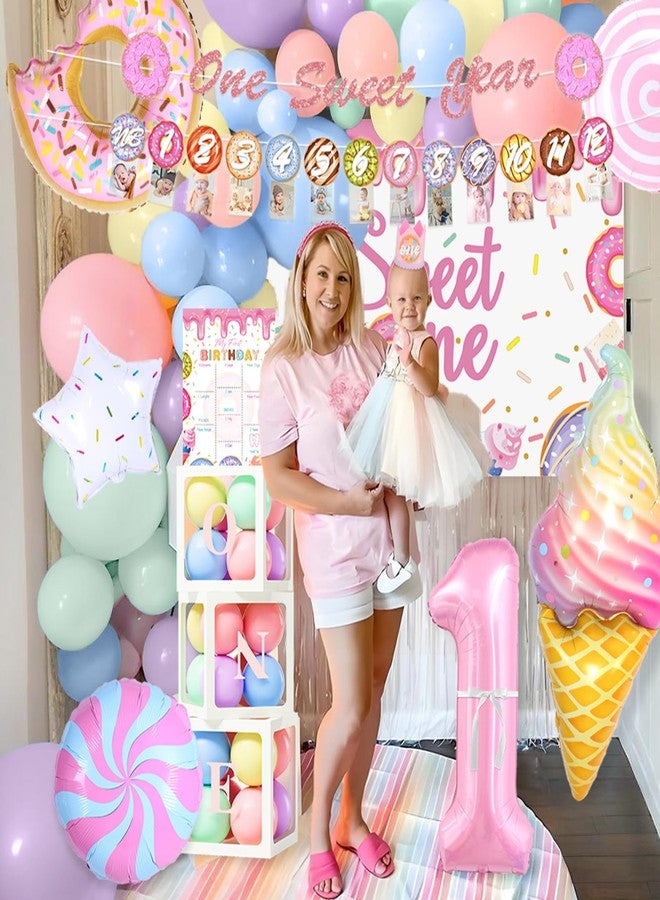 Fantspati Sweet One Birthday Party Decorations, Donut 1st Birthday Decorations Girl, Balloon Boxes, Photo Banner, Ice Cream Candy Balloons, Backdrop, First Bday Girl Decor - Image 5